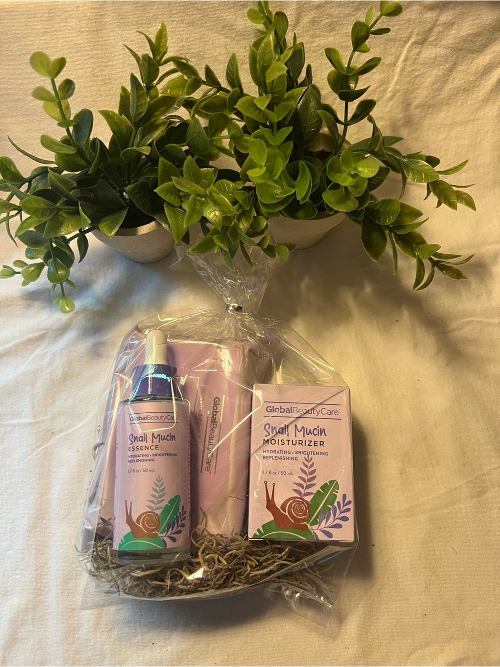Global Beauty  Snail Mucin Moisturizer & Essence Set - Pink